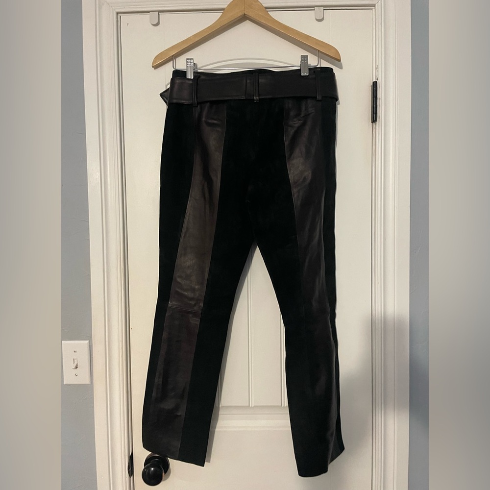FRAME Women's Lamb Leather and Suede Panels Pants in NOIR SIZE:28 - Picture 8 of 9
